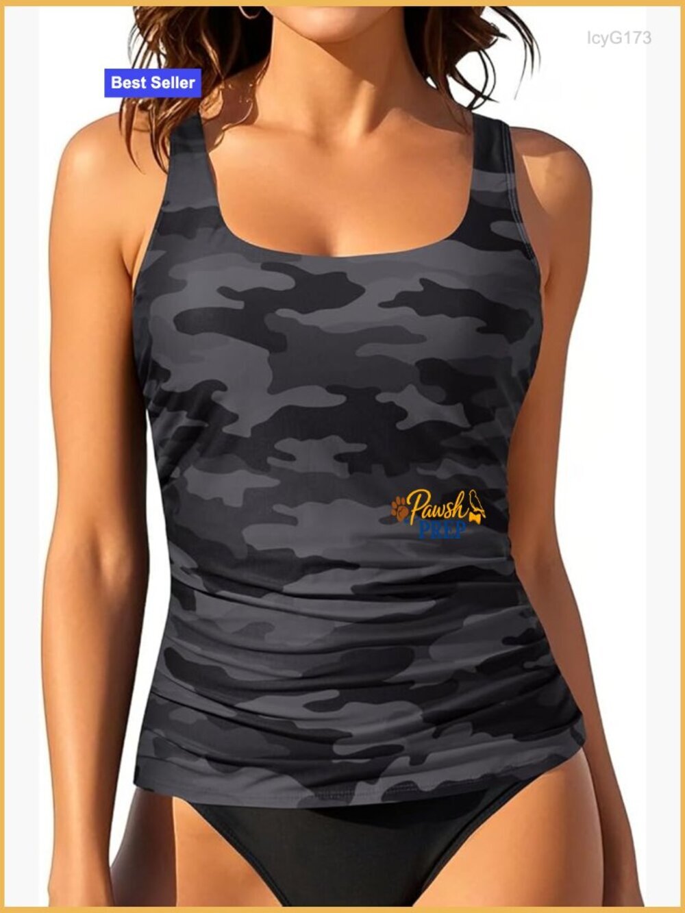 Tummy Control Tankini Top Womens Swimwear No Bottom Adjustable Straps Removable